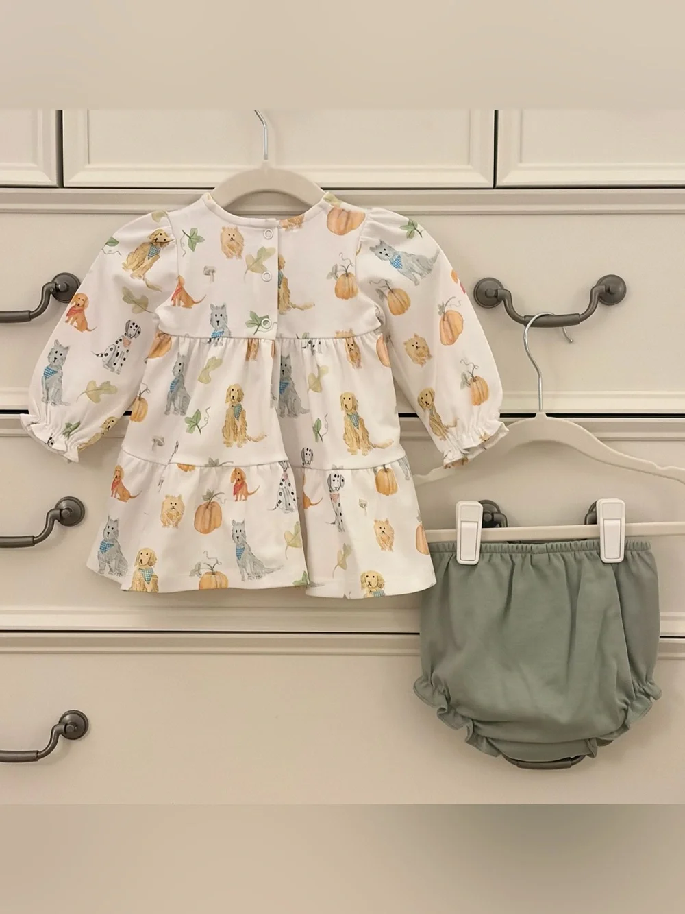 NWT Baby Club Chic 2Pc Fall Puppies & Pumpkins Bloomer Set Size 3-6 Months